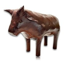 Dimitri Omersa - Fußbank Fußhocker - Stier - Leder - Design Möbel - Restauriert