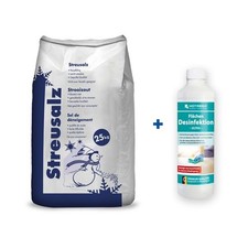 Hamann Streusalz 25 kg + HOTREGA® Flächen Desinfektion Ultra 500ml Streugut