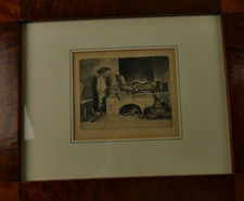 Daniel Chodowiecki Knabe beim Bratenwenden Kupferstich 34x40 cm PG-155