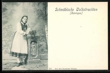Betzingen, Frau in schwäbischer Volkstracht, Ansichtskarte 