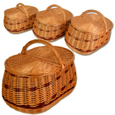 Picknickkorb Picknick Korb 3 Größen  Einkaufskorb mit Deckel Weide nicht Rattan 