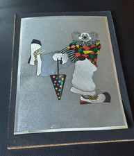 Bild++Clown  im Glas++B.18/H.24 cm+schimmernd+80er Jahre