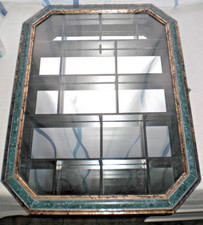 Vintage Edler Holz Sammlerkasten-Setzkasten+Spiegel/Glastür 42x31x5cm Topzustand