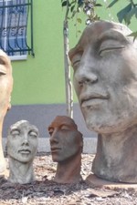 SKULPTUR Gartenfigur Gesicht