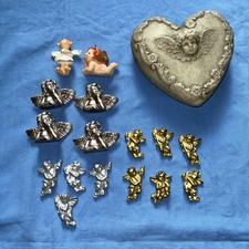 Kleines Deko-Set Engel Gold Silber kleine Figuren Schutzengel Herz Dekostein
