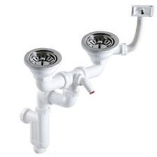 DOPPELSIPHON ABLAUFGARNITUR 3,5'' ABLAUFFERNBEDIENUNG KÜCHENSPÜL SPÜLBECKEN