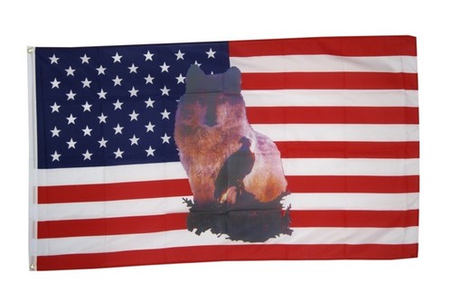 Fahne flagge usa wolf mit - flagge,