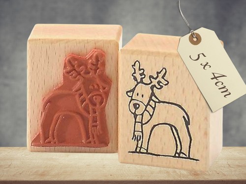 Stempel rentier mit schal - rentier,