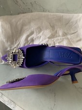 Zara Slingbacks Sandale Pumps 37 Spange Schuhe  ? lila   Absatz NEU   
