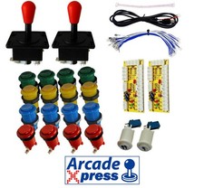 American Red Arcade Joysticks Kit 16 Tasten 2 Spieler USB Bartop Mame