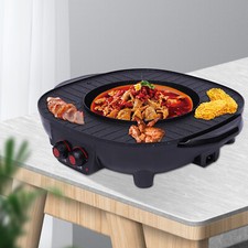 2-in-1 Elektrischer Griller Heisser Topf Shabu Heisser Topf mit Grill Schwarz 3L