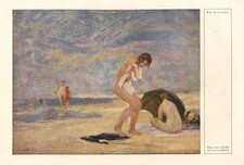 Am Strand XL Kunstdruck 1920 von Harry Schultz * Elbing † Hausham weiblicher Akt