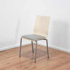 Spahn Besucherstuhl Ahorn - Bezug Leder grau - Gestell silbergrau