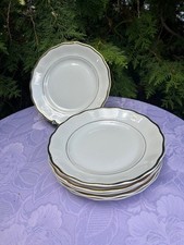 Königszelt Porzellan Made in Polen 6 Suppenteller weiß Goldrand 21 cm Vintage