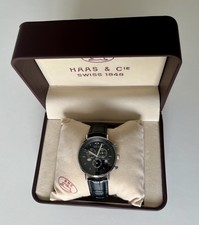 Haas & Cie Herren Vitesse Chronograph, schw. Zifferblatt Lederarmb. MFH211ZBA