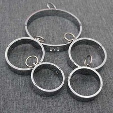 Metall Handfesseln Fußfesseln Halskragen Bondage Sklave BDSM Fessel Fesselset DE