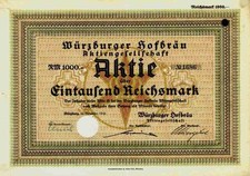 Würzburger Hofbräu AG 1941 Würzburg Kitzingen Heidingsfeld Rottendorf Leipzig # 