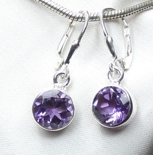 Ohrhänger 925 Silber Klappbrisur facettierter runder ca. 9 mm Amethyst NEU
