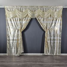 Verdunkelungsvorhang Barock Gardine Blickdicht mit Querbehang Set Perde Creme W.