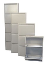 Schuhschrank, Metall-Schrank mit 2, 3, 4 od. 5 Klappen, in weiß, grau, anthrazit
