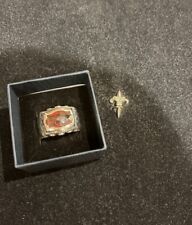 Elfcraft Ring mit Drachenschuppen und rotem Stein Größe 52/53