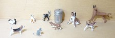 15715 NOCH 9 Tiere Hunde und Katzen + Mülltonne / 1:87 H0