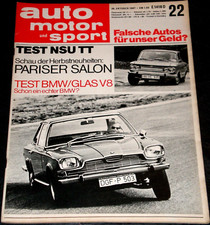 AMS 22/67 Test BMW/Glas 3000 V8,Test NSU TT,Pariser Salon 67,Caravan-Salon Essen