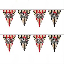 TOTENKOPF GIRLANDE WIMPELKETTE PVC # Piraten Jungen Geburtstags Party Deko Außen