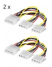 2x PC Y Stromkabel Adapter Molex Kabel 5,25 Stecker > 2x Buchse 4-Pin 50684