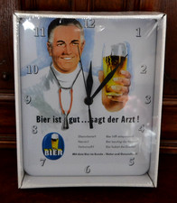 Wanduhr Blech " Bier ist gut" Blechwaren Fabrik Braunschweig GmbH 20 x 25 cm Neu