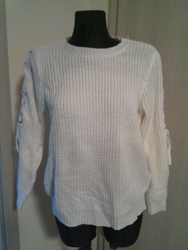 Damenstrickpullover weiß - weiß,