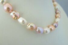 Collier Barock 13mm Multicolor Natur aus Echten Perlen 45cm Magnet., Handarbeit