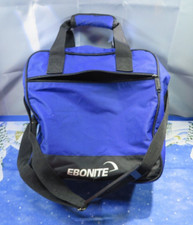 Kegelkugel/Bowlingtasche, Blau mit Schultertragegurt und Außentasche. EBONITE