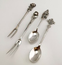 4 Alte / Antike Silber Gabel