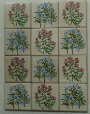 12 FLIESEN - TRUE RETRO - 70ER - BRAUN-BEIGE - 7/7 CM CM  - DEKO  - BLUMEN - AWS