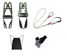 Baustellen Absturzsicherung SET 4P Auffanggurt + 1,6m Sicherheitsseil Fallschutz