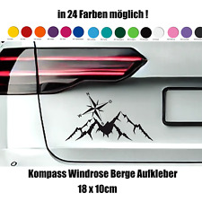 Kompass Berge Windrose Aufkleber Camping Reise Sticker Auto Geschenk Beschriften
