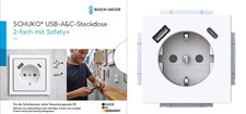 Busch-Jaeger SCHUKO USB Steckdose 20 EUCB2USBAC-84 Ladesteckdose studioweiß futu