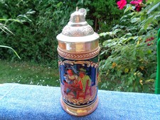 Orginal Gerzit Gerz West Germany Vintage Bierkrug mit Zinndeckel Krug 0,3L #G