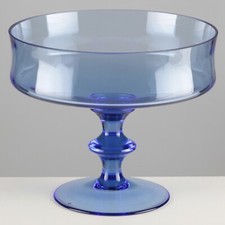 ? 1 große Glas Schale Fußschale blau 15,7 cm hoch Deko Kerzen ReUse Vintage ?