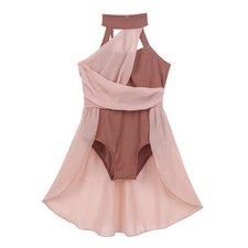 DE iEFiEL Mädchen Tanzkleid Ärmellos Lyrische Stehkragen Neckholder Ballettkleid