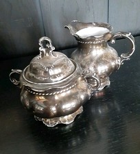 Hutschenreuther Hohenberg 1914 Silberporzellan Zuckerdose Milchkännchen Barock