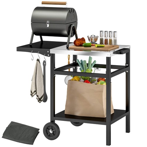 Grillwagen mit edelstahlplatte - mit,
