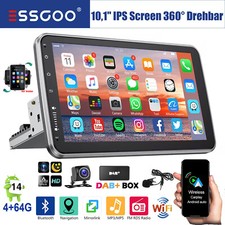 10" Android 14 DAB+ Autoradio GPS Navi 1 DIN WIFI 360° Drehbar Bildschirm Kamera