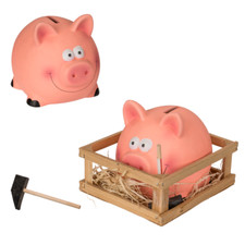 Sparschwein mit Hammer