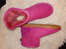 Lammfell Boots Wildleder Stiefel naturgewachsen durchgefärbt Pink Gr 35-41