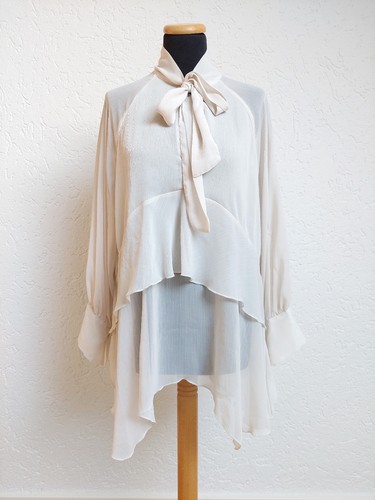 Creme weiß long - weiß, bluse,