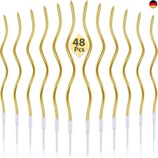 48 Stück Gebogen Geburtstag Kerzen Spiral Kuchen Kerzen mit Halter Metallisch 