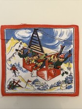 Taschentuch Seilbahn Skifahren Kinder Berge Vintage