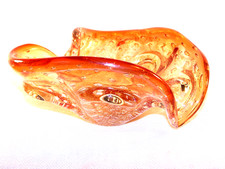 Murano Sommerso Glas-Schale, Bernstein m. Lufteinschlüssen u.Silberpartikel, TOP